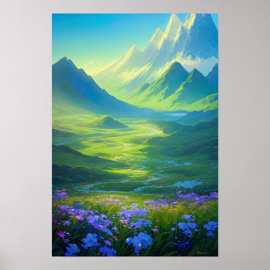 Harmonie van de Natuur, Majestic Green Valley Poster (Voorkant)