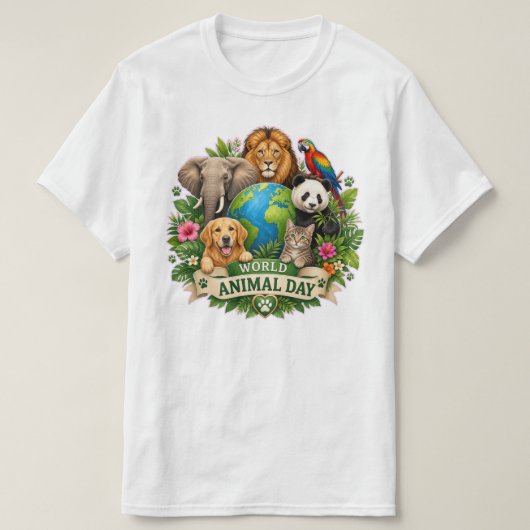 Harmonie van de Wilde: Wereld Dierendag Viering T-shirt (Design voorkant)