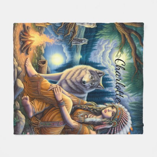 Harmonie van inheemse geest en wildernis in de sch fleece deken (Voorkant (Horizontaal))
