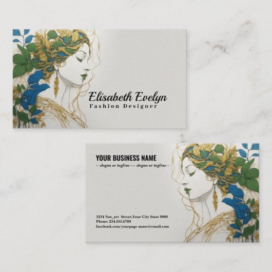 Harmonie van kleuren: Silhouet, Goud, Groen, Blauw Visitekaartje (Voorkant / Achterkant)