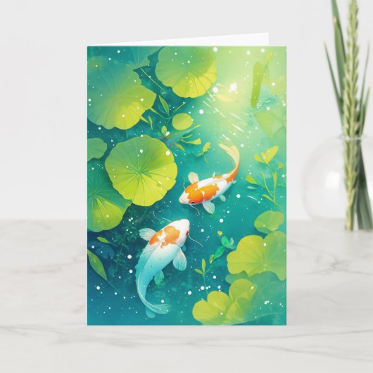 Harmonie van Koi Vissen in Rustig Water Kaart (Voorkant)