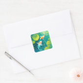 Harmonie van Koi-vissen in serene wateren Vierkante Sticker (Envelop)