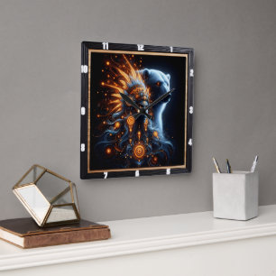 Harmonie van Natuur en Geest in levendige kleuren Vierkante Klok