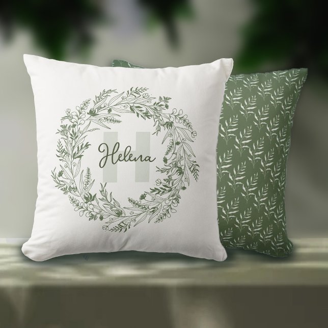 Harmonieus botanisch monogram H-ontwerp Kussen (Creator heeft geüpload)