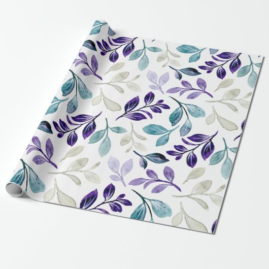 Harmonieus waterverf bladontwerp cadeaupapier (Uitgerold)