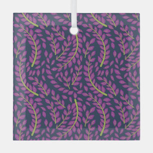 Harmonieuze botanische kunst op donkerblauwe achte glas ornament