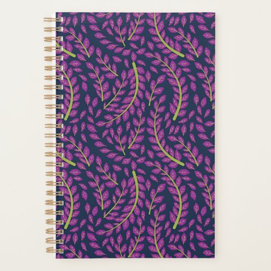Harmonieuze botanische kunst op donkerblauwe achte planner (Voorkant)