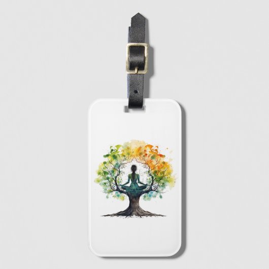 Harmonieuze Creature Mandala - Regenboog Waterverf Bagagelabel (Voorkant (verticaal))