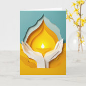 Harmonieuze handen die licht vasthouden kaart (Gele Bloem)