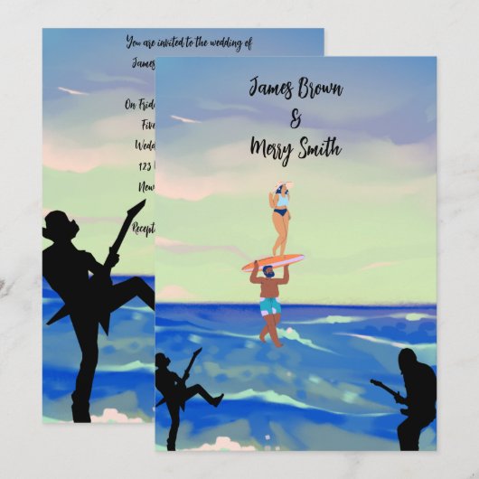 Harmonieuze melodie van liefde oceaan serenade bru kaart (Voorkant / Achterkant)