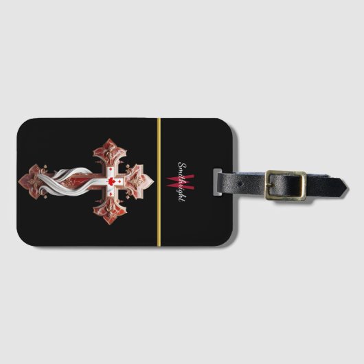 Harmonieuze mix kruis met rood en wit ontwerp bagagelabel (Voorkant (horizontaal))