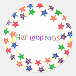 Harmonieuze stickers, in kringen van kleurrijke st ronde sticker