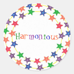 Harmonieuze stickers, in kringen van kleurrijke st ronde sticker