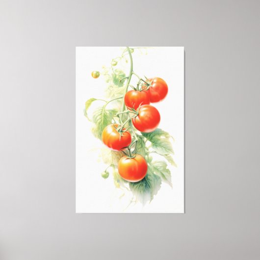 Harmonieuze Tomato Plant Waterverf Canvas Afdruk (Voorkant)