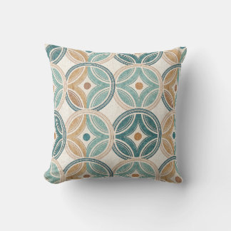 Harmonieuze Zen Ringen Teal Geometrisch Cirkelpatr Kussen