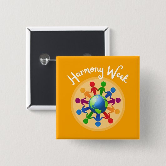 Harmonieweek | Vierkant insigne Vierkante Button 5,1 Cm (Voorkant /achterkant)