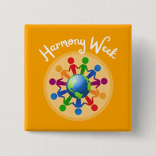 Harmonieweek | Vierkant insigne Vierkante Button 5,1 Cm (Voorkant)