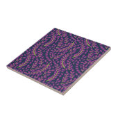 Harmonious Botanical Art on Dark Blue Background Tegeltje (Zijkant)