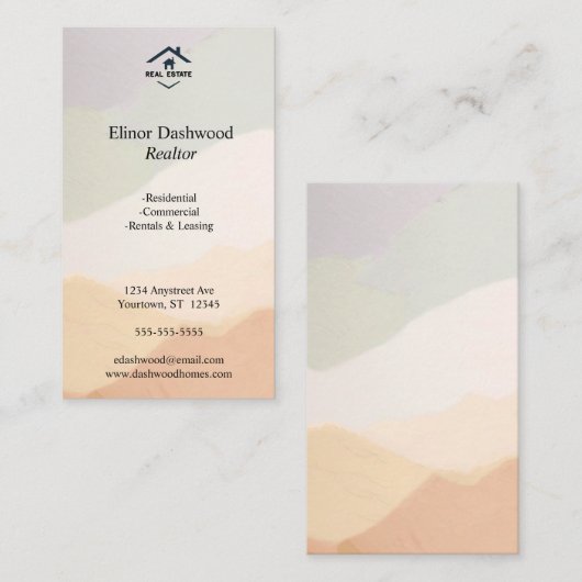Harmonious Earth Tones Real Estate Aanpasbaar Visitekaartje (Voorkant / Achterkant)