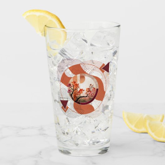 Harmonious Orange Blossom Circles Glas (Voorkant ijs)