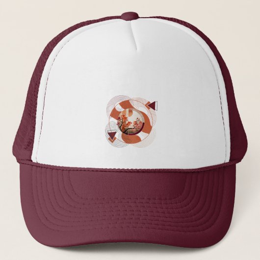 Harmonious Orange Blossom Circles Trucker Pet (Voorkant)