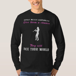 Harmonious Vibes: Meisjes met klarinetten Rock T-s T-shirt