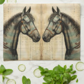 Harmonisch Paard gekrabbelde Accenten Theedoek (Gevouwen)