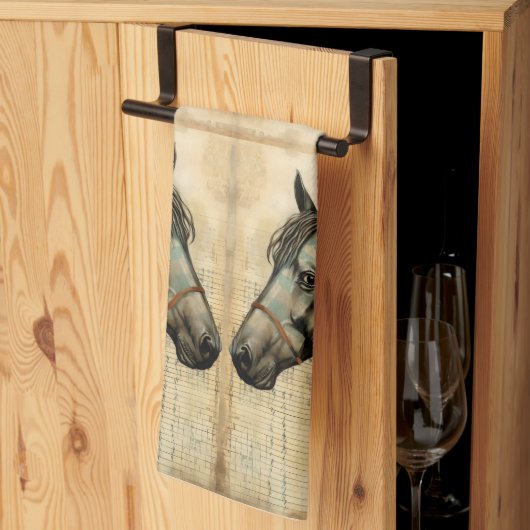 Harmonisch Paard gekrabbelde Accenten Theedoek (Derde Gevouwen)