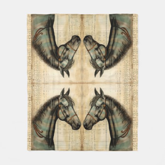 Harmonische equine krabbelaccenten fleece deken (Voorkant)