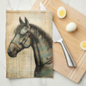 Harmonische equine krabbelaccenten theedoek (Quarter Fold)