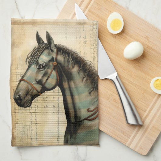 Harmonische equine krabbelaccenten theedoek (Quarter Fold)