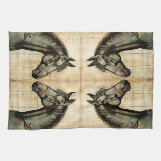 Harmonische equine krabbelaccenten theedoek (Horizontaal)