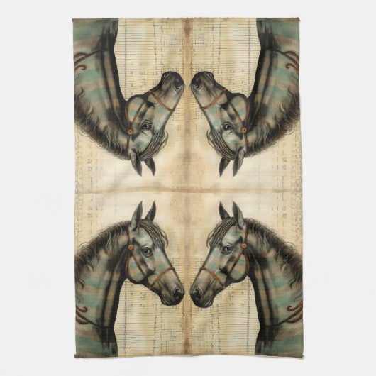 Harmonische equine krabbelaccenten theedoek (Verticaal)