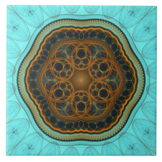 Harmonische fractal mandala tegeltje (Voorkant)