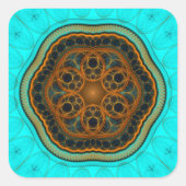 Harmonische fractal mandala vierkante sticker (Voorkant)