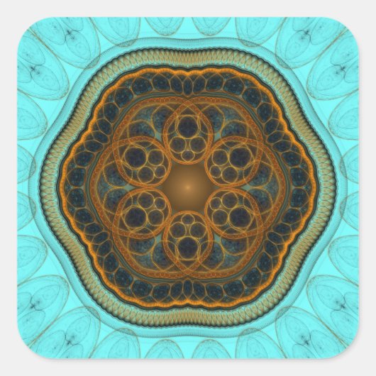 Harmonische fractal mandala vierkante sticker (Voorkant)