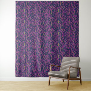 Harmonistische botanische kunst op een donkerblauw wandkleed
