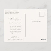 HARMONY Beige Script Trouwfoto Dank u Briefkaart (Achterkant)