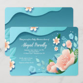 Harmony Floral Baby shower Kaart (Voorkant / Achterkant)