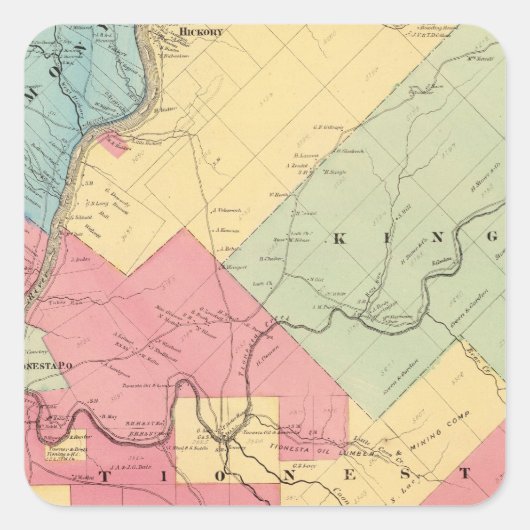Harmony, Hickory, Kingsley, Tionesta Townships Vierkante Sticker (Voorkant)