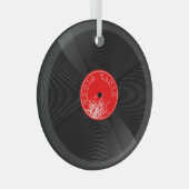 Harmony in Glass: Retro Vinyl Record Ornament (Voorkant Rechts)