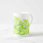 'Harmony in Green' op een Bone China-Mok Porselein Kop (Voorkant rechts)