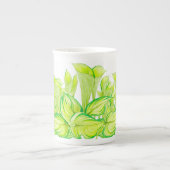'Harmony in Green' op een Bone China-Mok Porselein Kop (Voorkant)