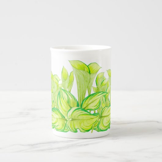 'Harmony in Green' op een Bone China-Mok Porselein Kop (Voorkant)