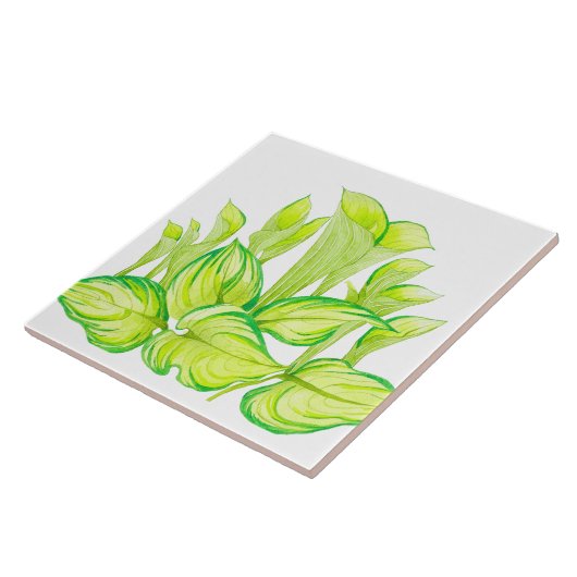 'Harmony in Green' op een keramische Tegel Tegeltje (Zijkant)