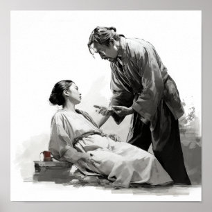 Harmony in liefde: Japans paar Poster