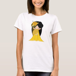 Harmony Kokeshi Doll in mengsels van geel T-shirt
