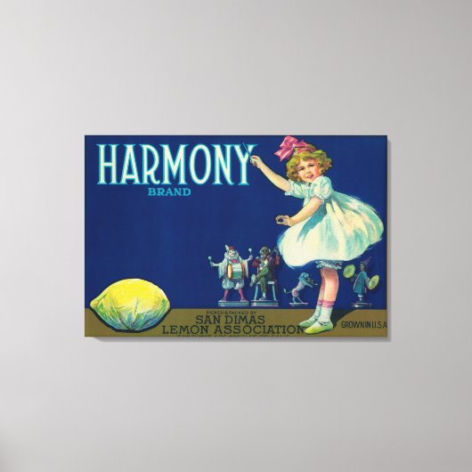 Harmony Lemon LabelSan Dimas, CA Canvas Afdruk (Voorkant)