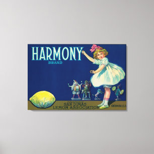 Harmony Lemon LabelSan Dimas, CA Canvas Afdruk