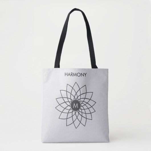 Harmony Mandala op zilveren kleur tas (Voorkant)